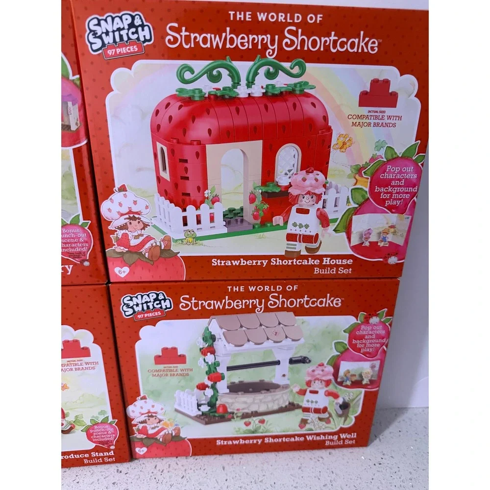 Strawberry Shortcake Snap & Switch Build Set Lot Bakery House Produce Stand Well
